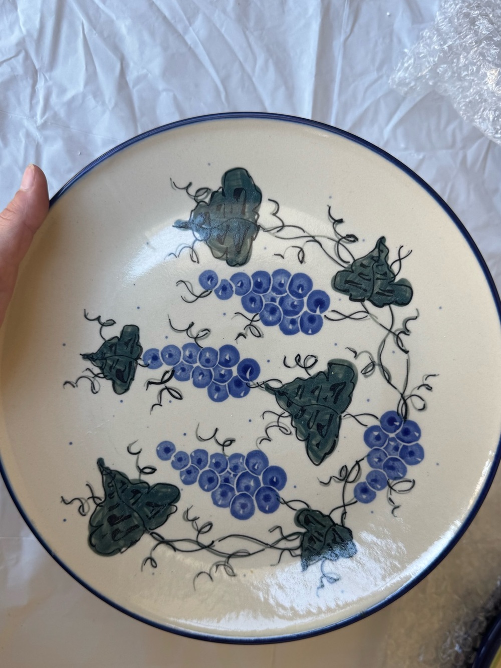 WR Unikat Polish Pottery Grape Pattern Plate